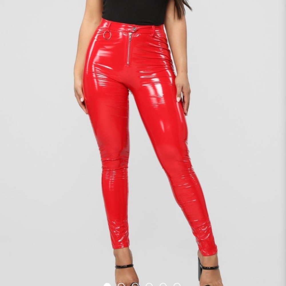 Fashion Nova Red Leather Pants